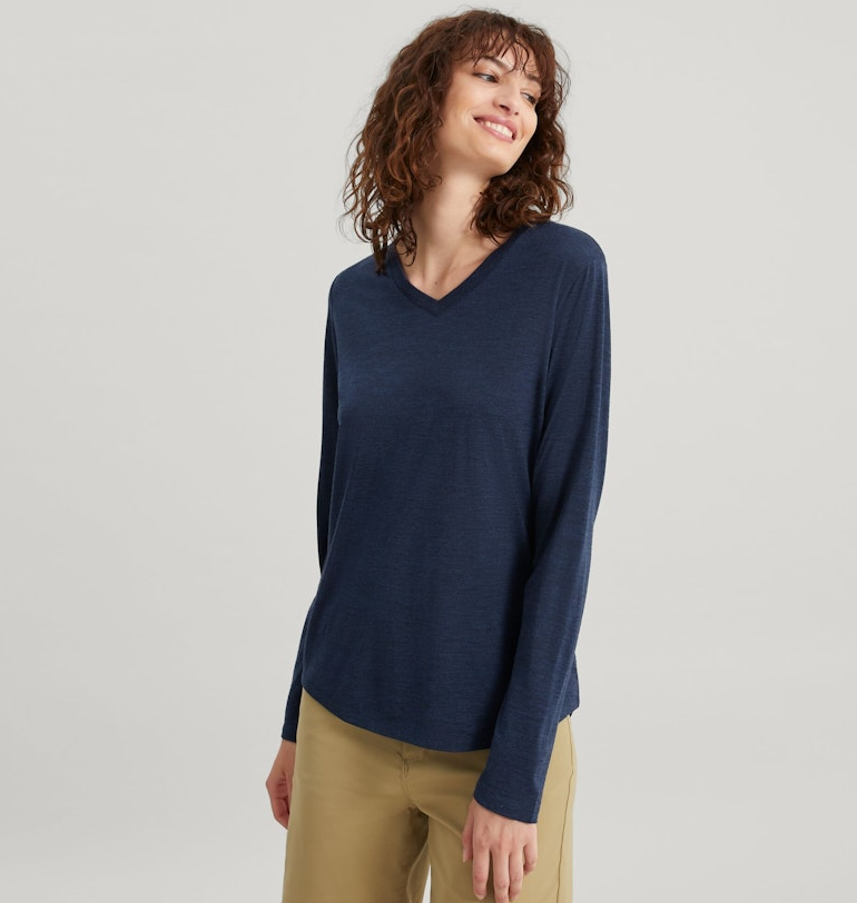 Kathmandu 100% Merino Long Sleeve V Neck Top